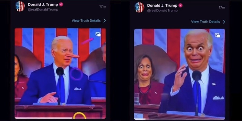 LMAO: Trump Mocks Biden’s SOTU Speech With Hilarious Snapchat Filters